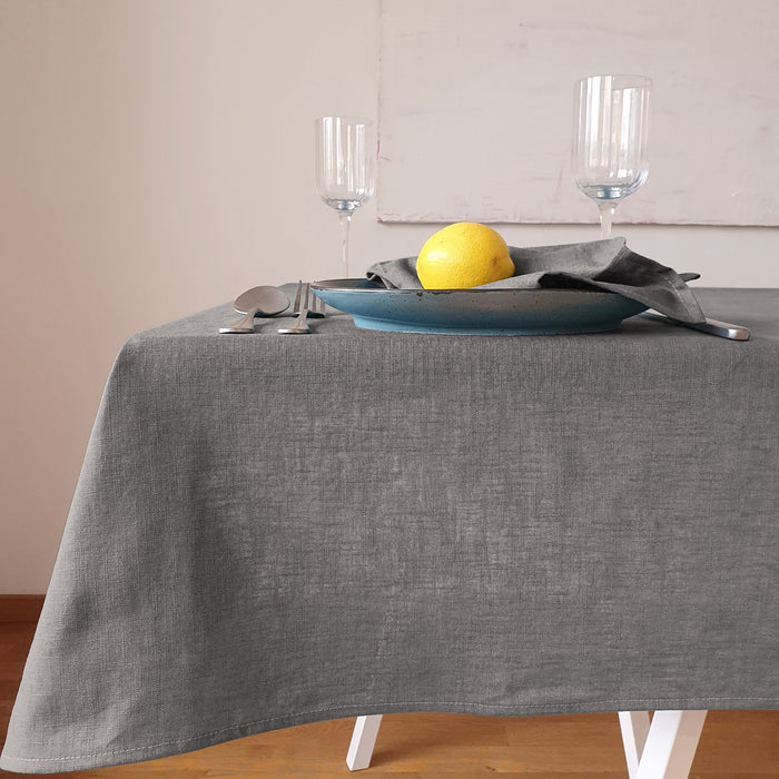Hochwertige Tischdecke aus 100% Leinen in 7 Größen - Uni Grau