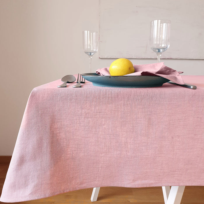 Hochwertige Tischdecke aus 100% Leinen in 7 Größen - Uni Rosa