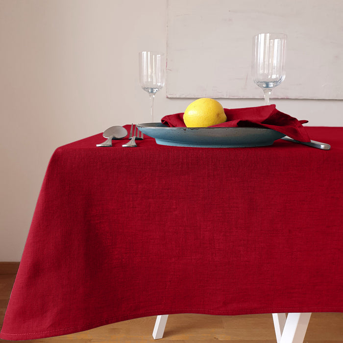 Hochwertige Tischdecke aus 100% Leinen in 7 Größen - Uni Rot