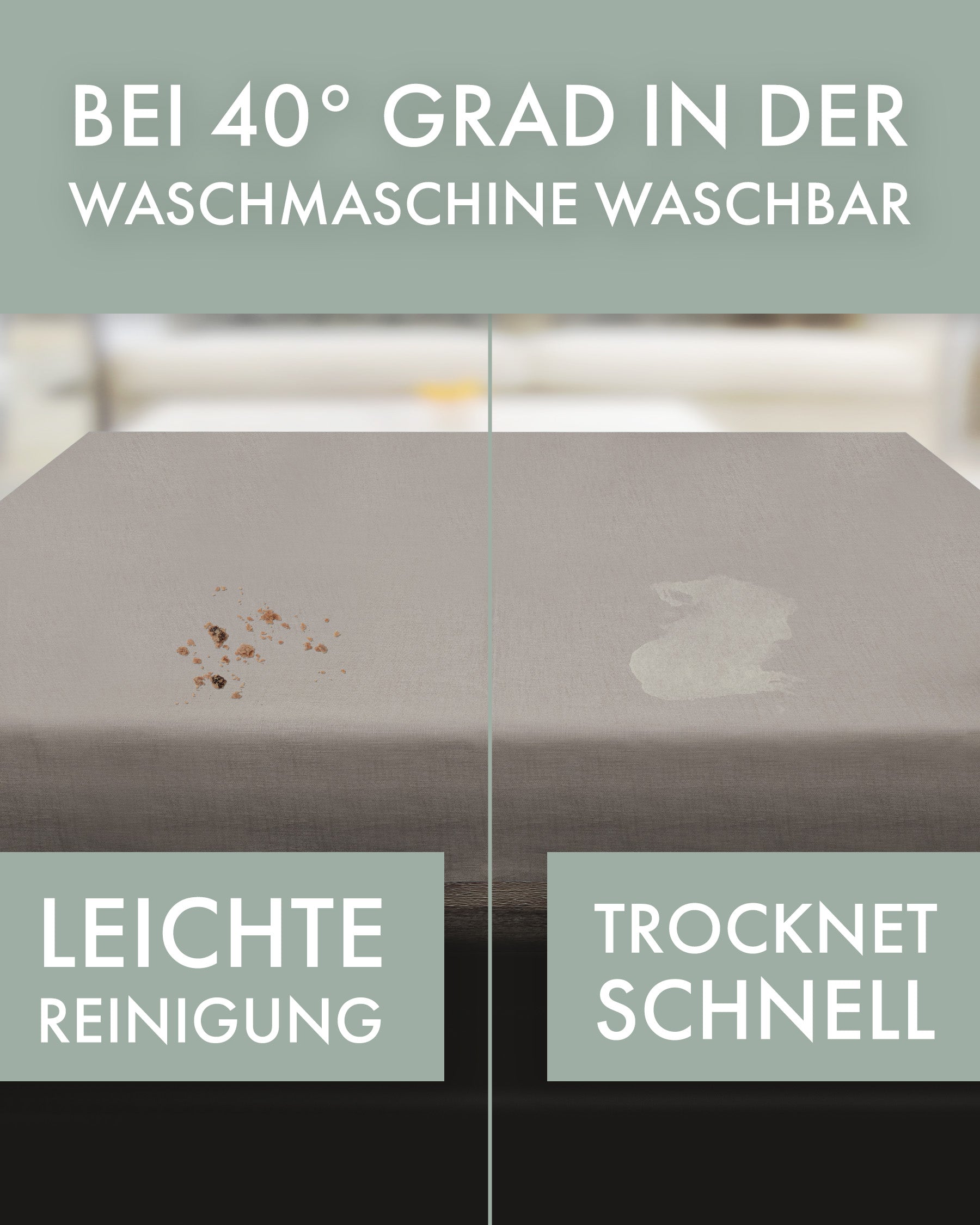 Farnberg - Hochwertige Leinen Tischdecke | Uni Taupe | Tischdecken