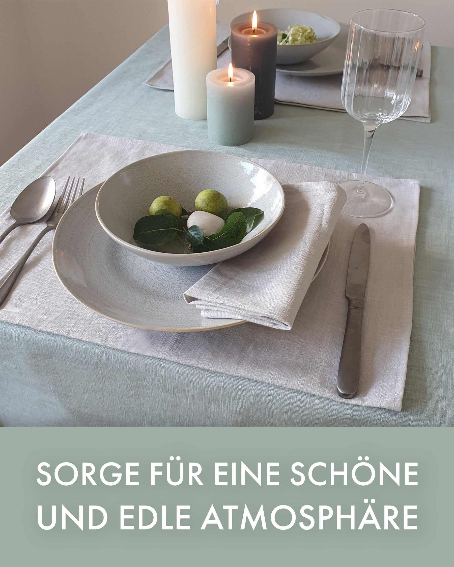 Farnberg - Hochwertige Leinen Tischdecke | Uni Mint