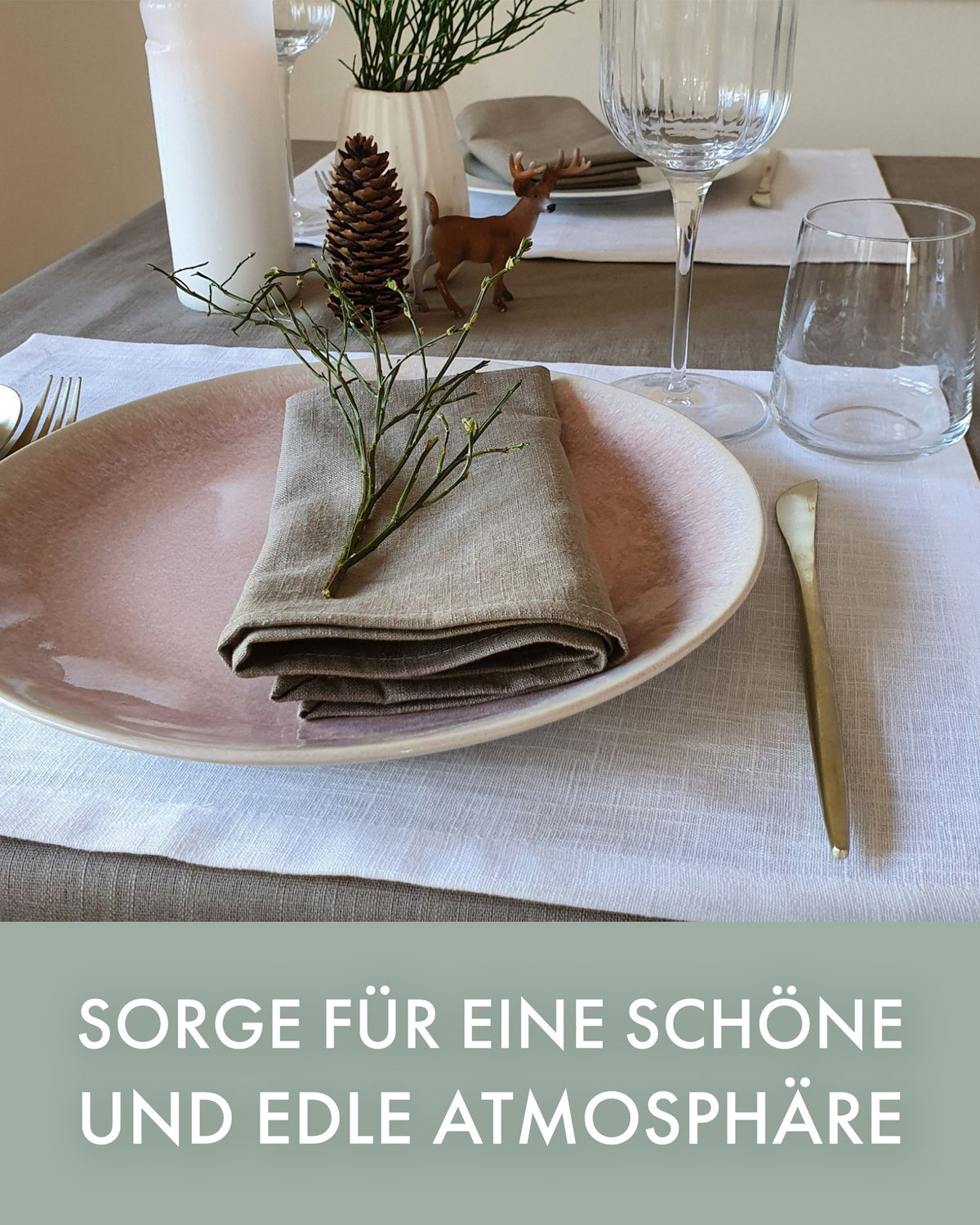 Farnberg - Hochwertige Leinen Tischdecke | Uni Taupe